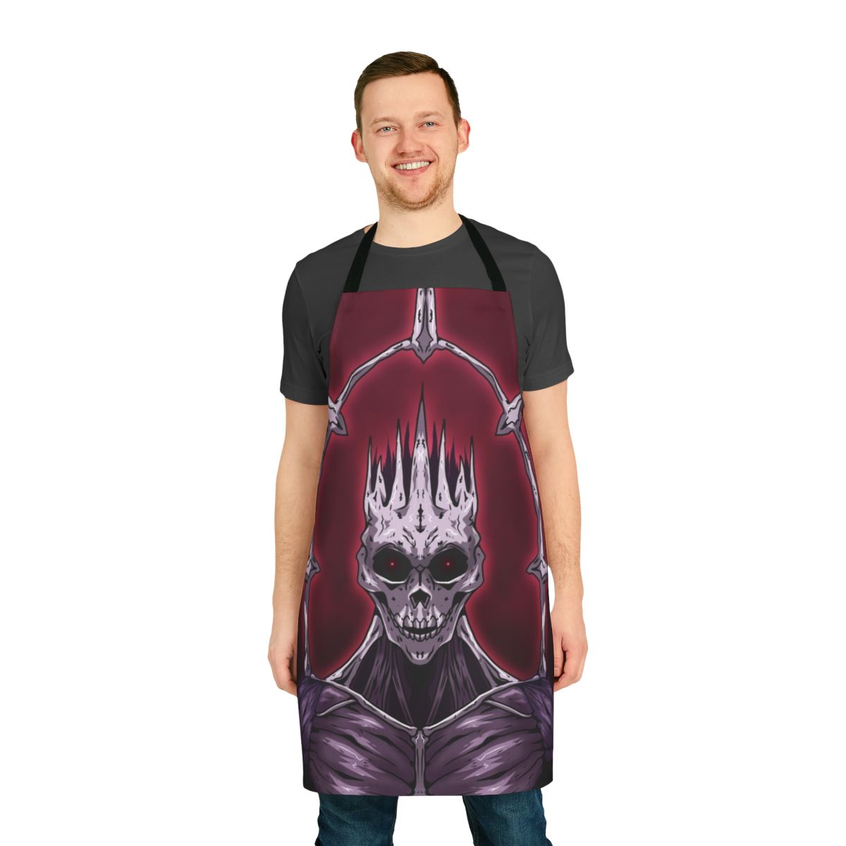 Castlevania-inspired apron featuring a dark, gothic design with vampire and villain elements