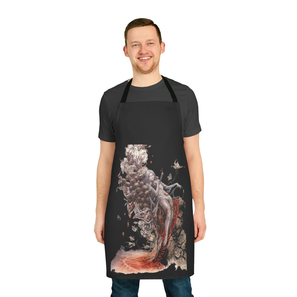 A black apron featuring the iconic Castlevania logo and gothic imagery, perfect for horror and retro gaming enthusiasts.