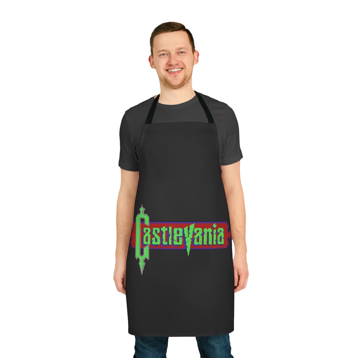 Castlevania-themed apron with iconic logo design