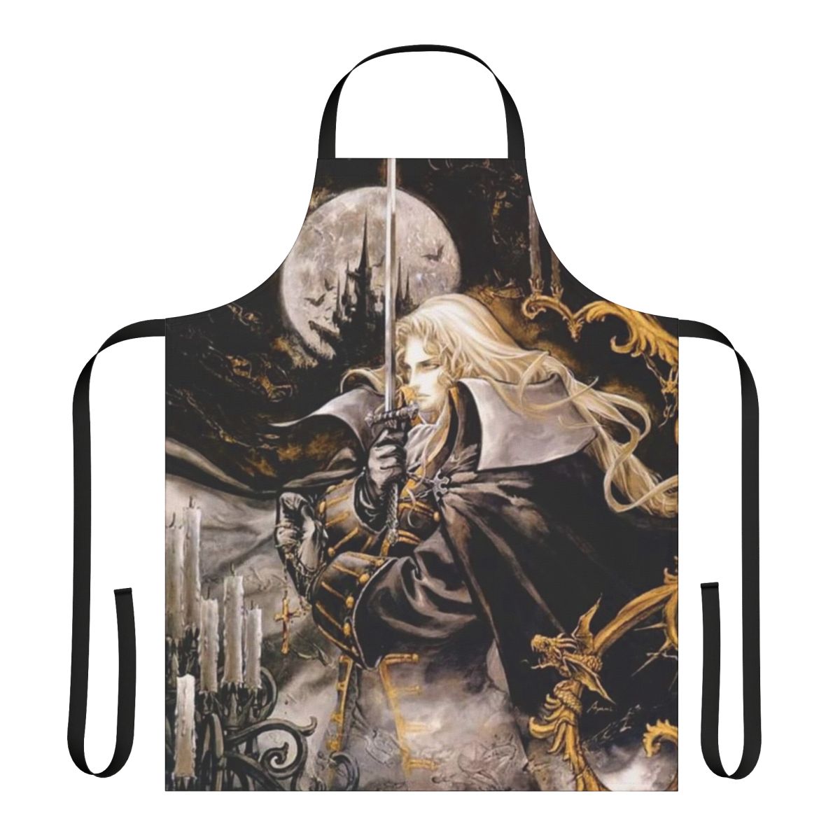 Castlevania-themed kitchen apron with the iconic Castlevania logo and imagery
