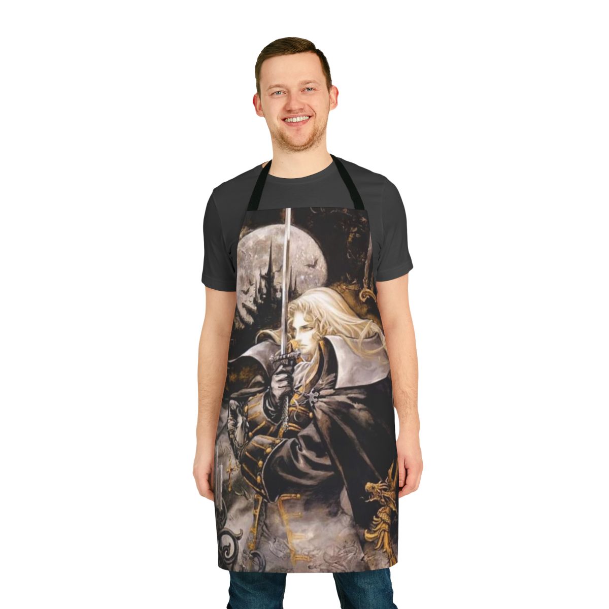 Castlevania-themed kitchen apron with the iconic Castlevania logo and imagery