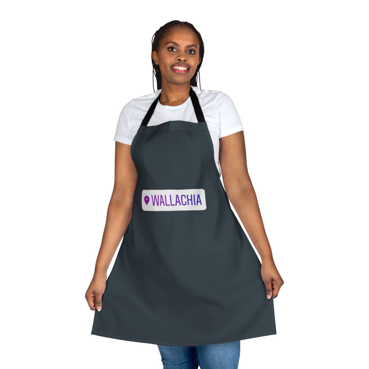 Castlevania-inspired apron featuring a location tag design