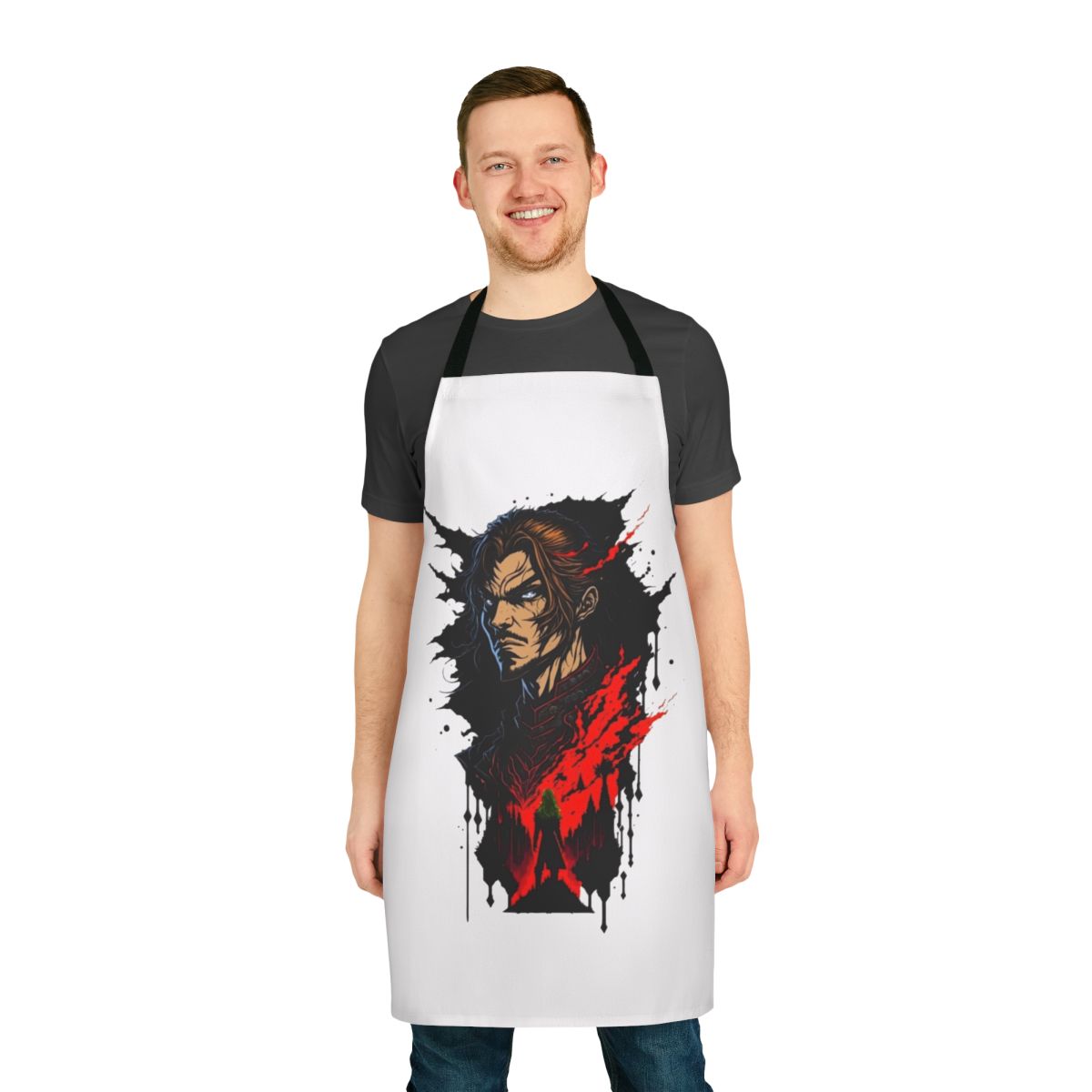 Castlevania-inspired abstract design apron featuring characters from the Netflix series