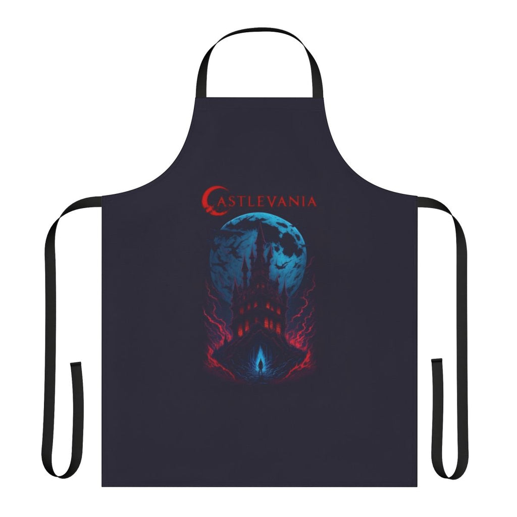 A dark and Gothic apron featuring imagery inspired by the Castlevania series