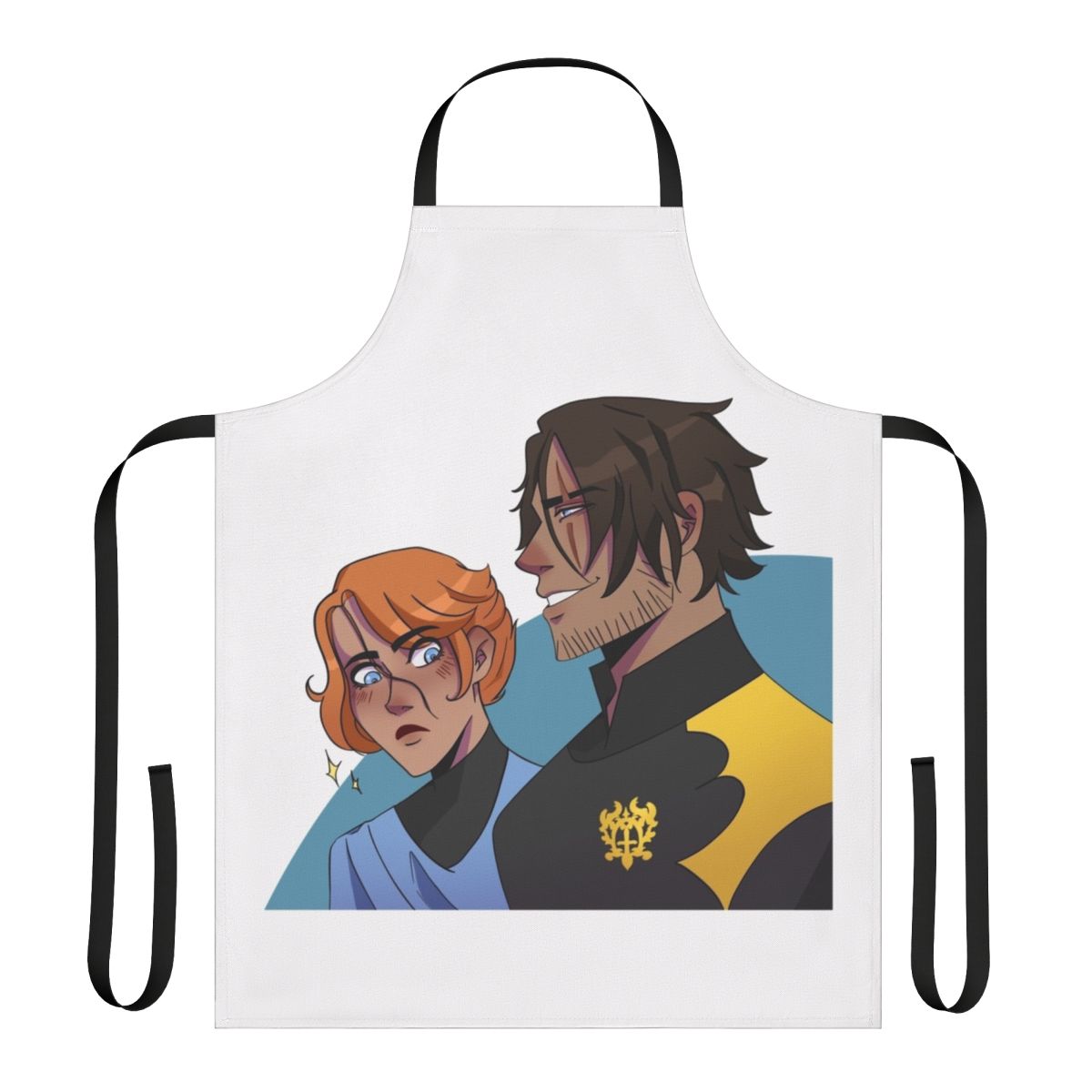 Castlevania-themed apron featuring the characters Sypha and Trevor Belmont