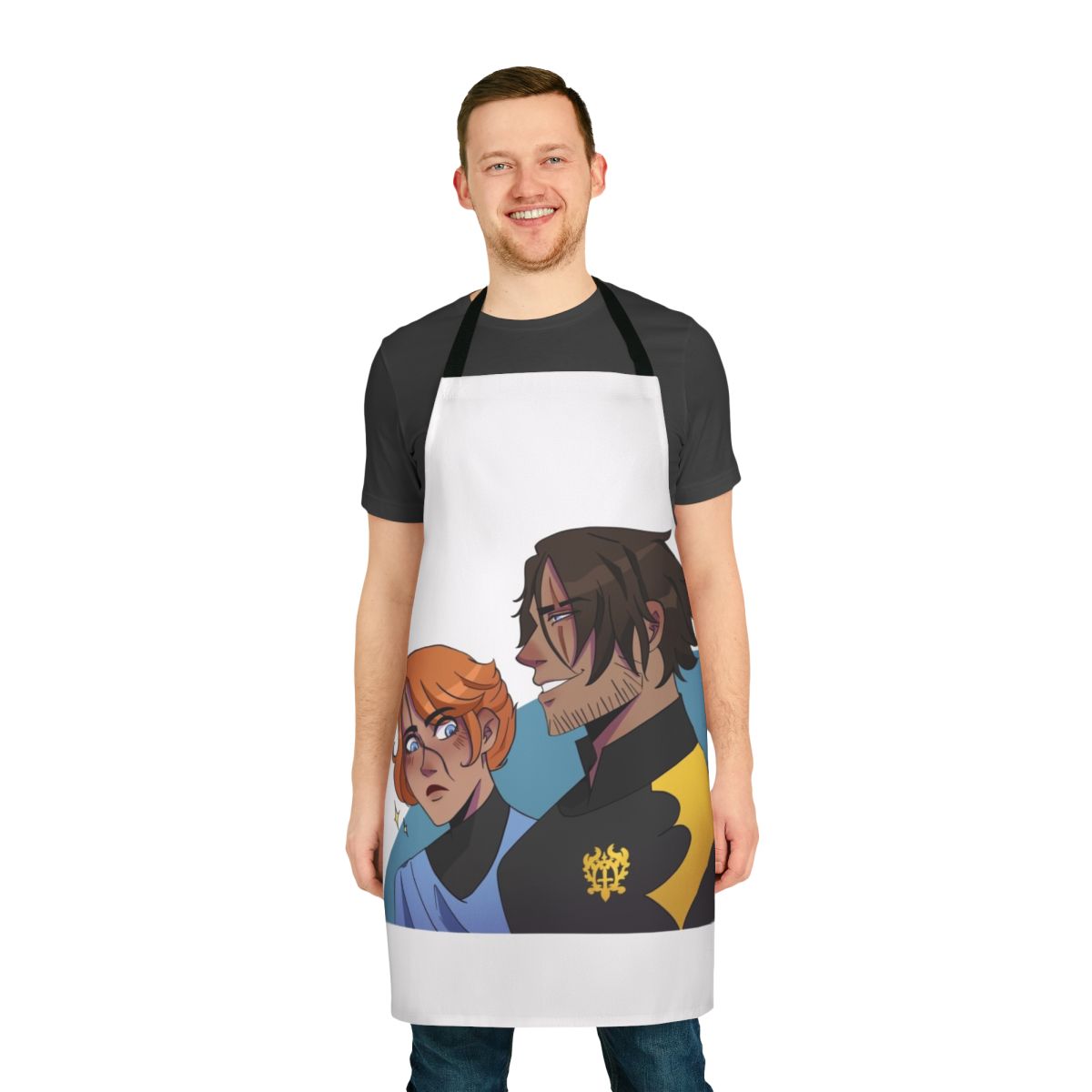 Castlevania-themed apron featuring the characters Sypha and Trevor Belmont