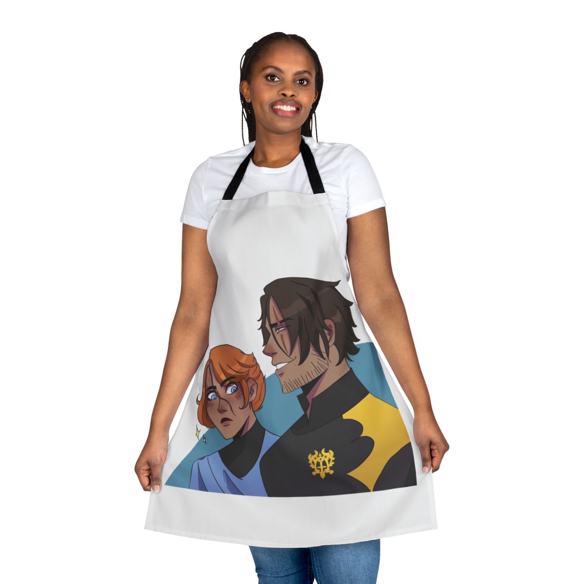 Castlevania-themed apron featuring the characters Sypha and Trevor Belmont