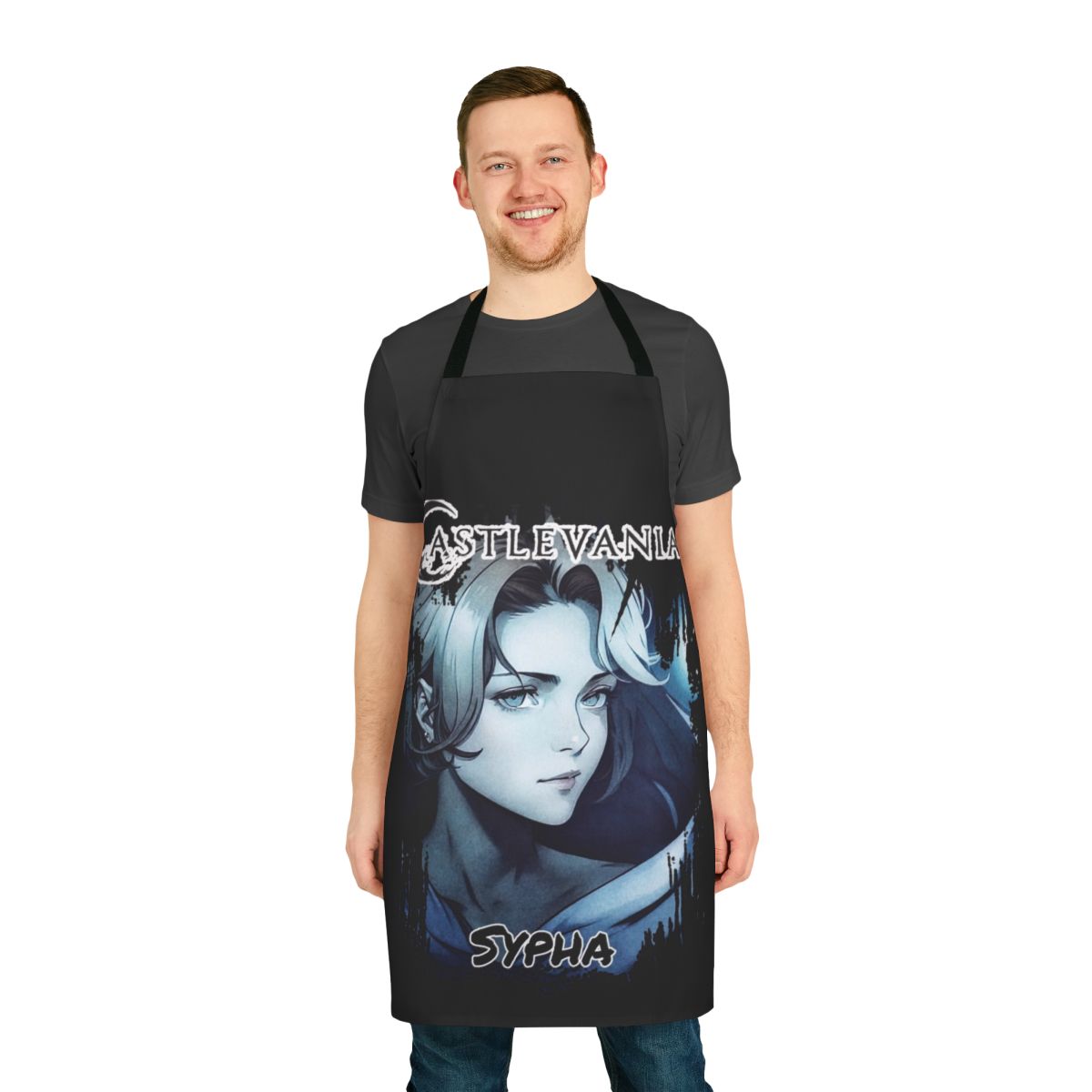 Castlevania-inspired apron featuring the mage character Sypha Belnades