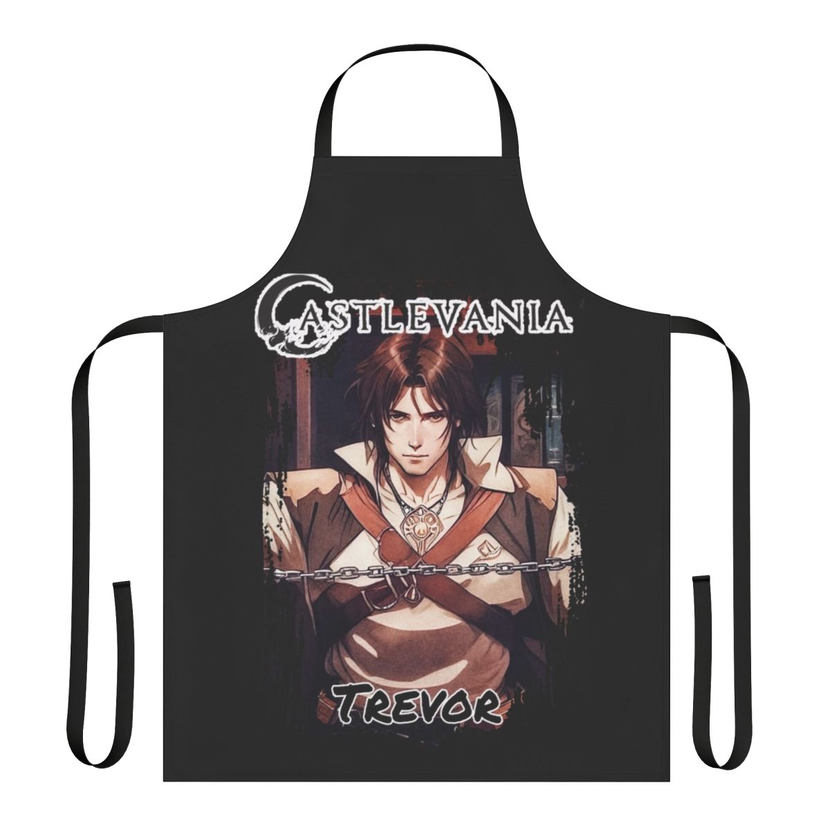 Castlevania Trevor Belmont themed apron with "Vampire Killer" text