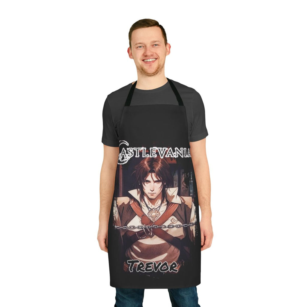 Castlevania Trevor Belmont themed apron with "Vampire Killer" text