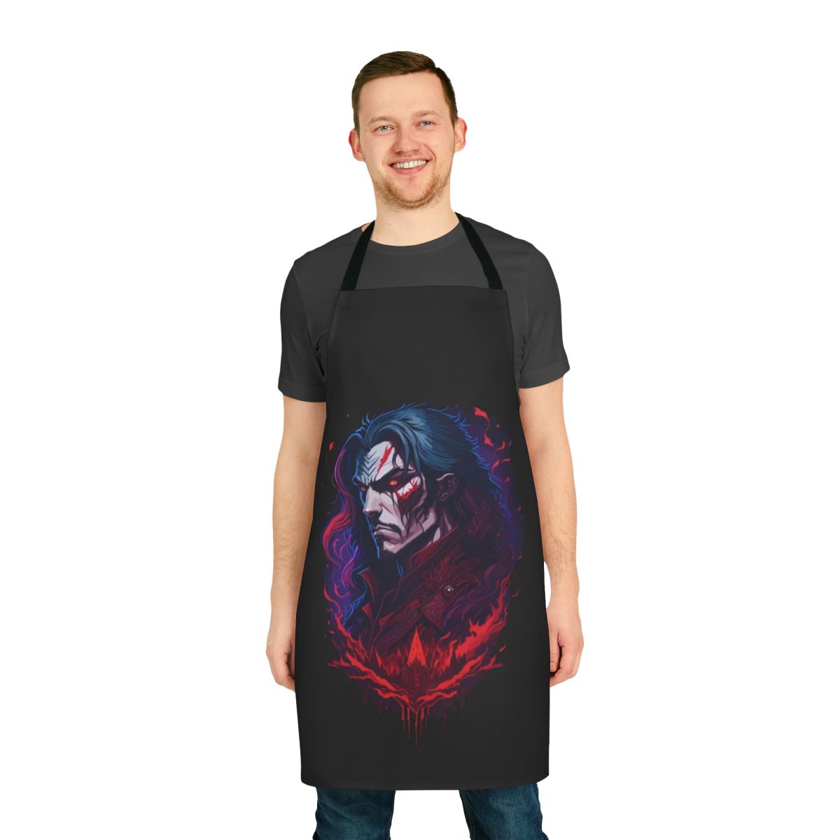 Castlevania-inspired apron featuring the Vampire Lord Dracula