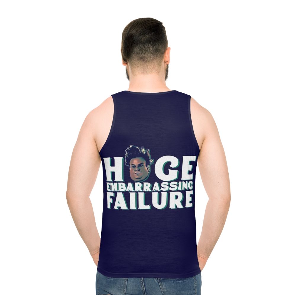 Unisex tank top featuring Chris Farley's iconic 'Huge Embarrassing Failure' character