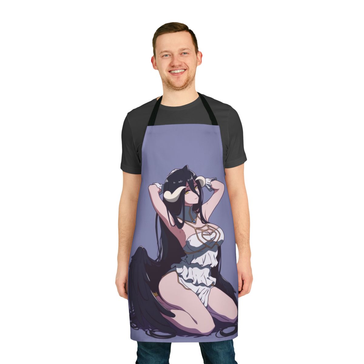 Casual anime-inspired apron with Albedo-style devil design