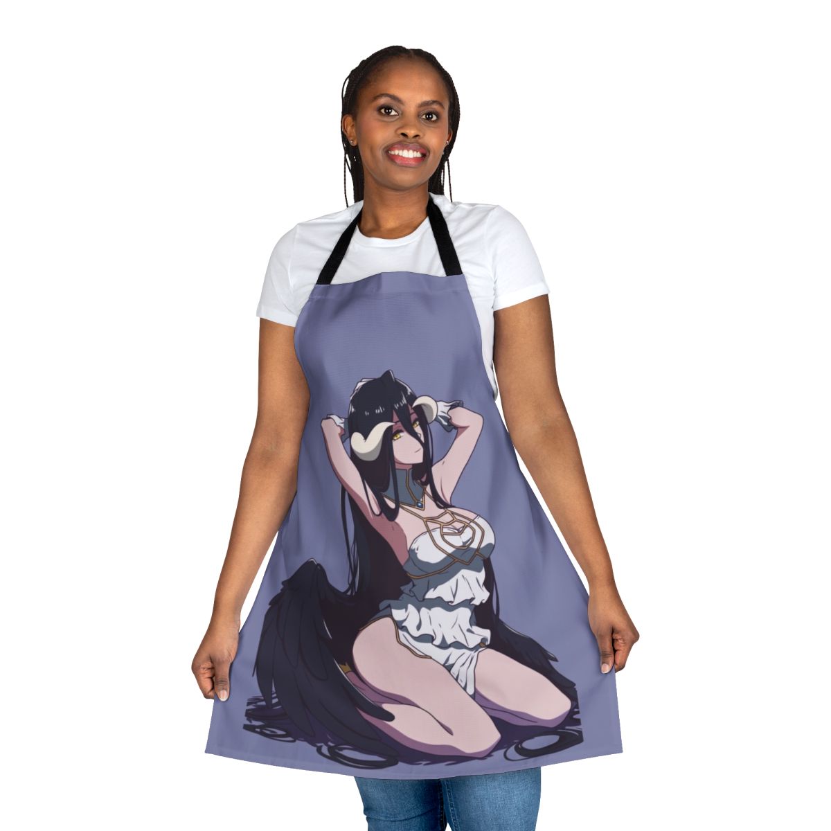 Casual anime-inspired apron with Albedo-style devil design