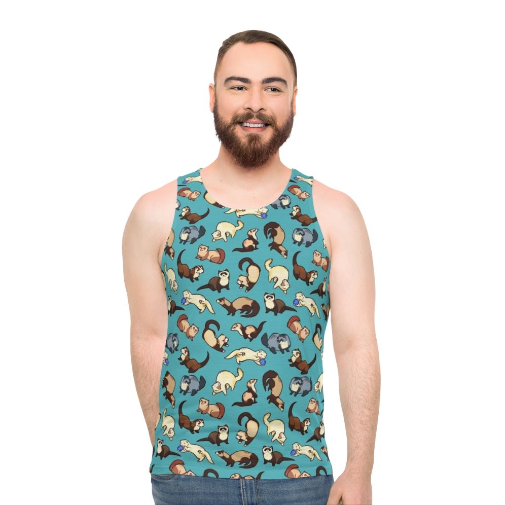 Unisex tank top with cat snake pattern