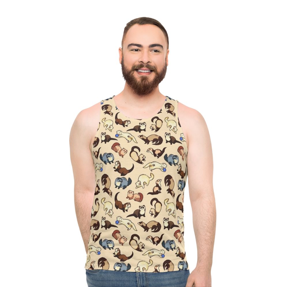 Unisex tank top with a cute cat snake pattern design