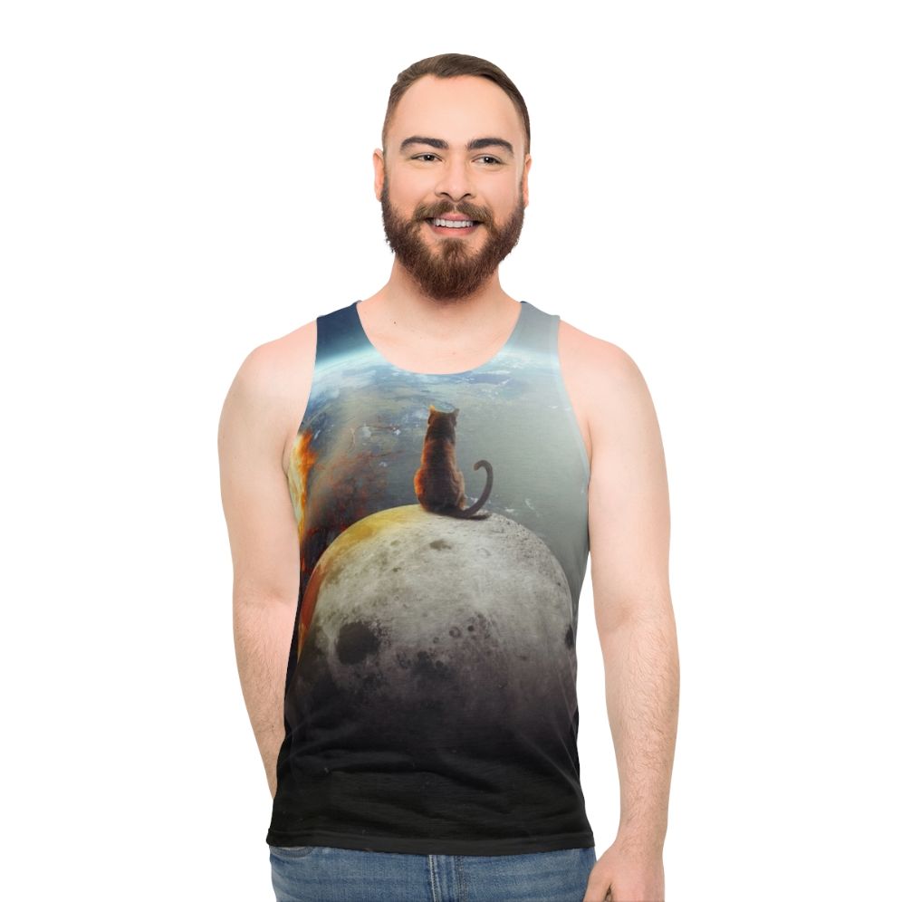 Cat Victory Unisex Tank Top with Graphic Design