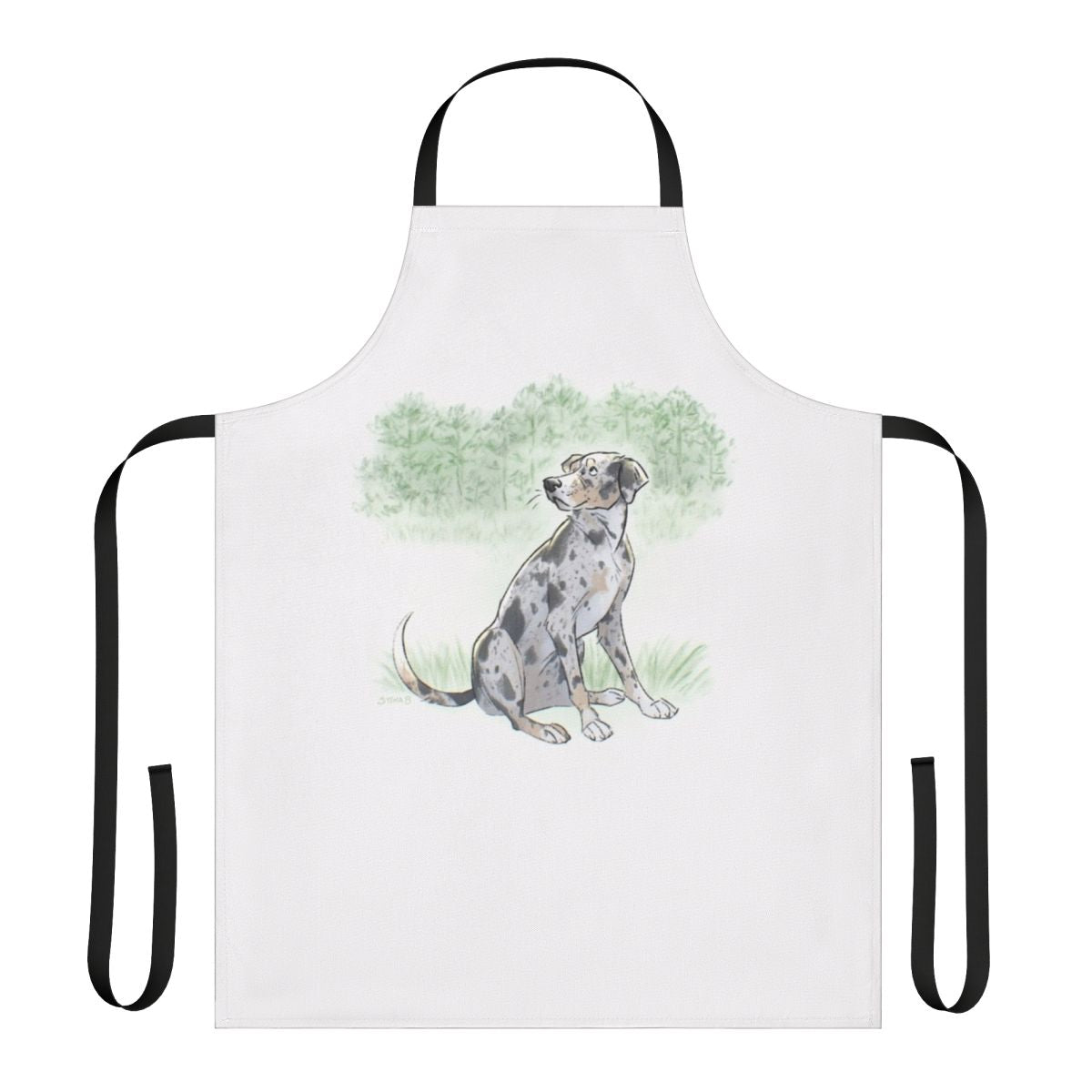 Catahoula leopard dog-themed apron with merle pattern and breed name
