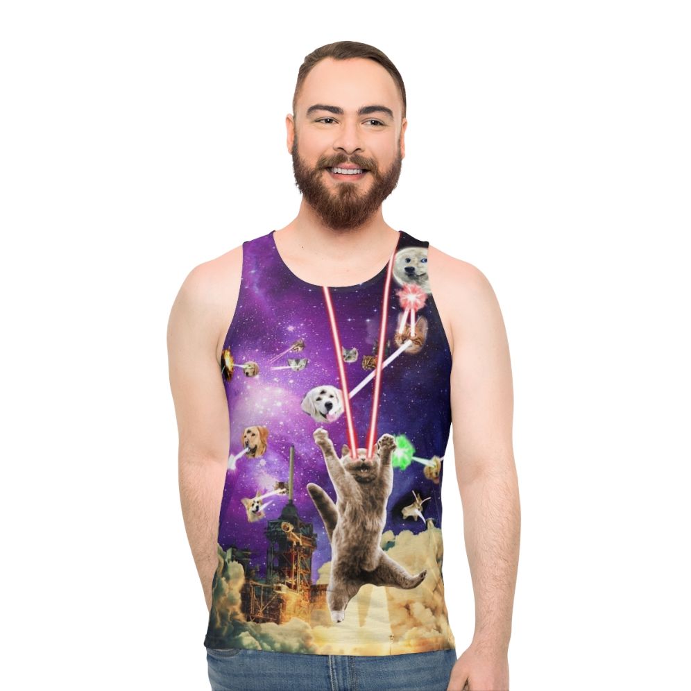 Cats with laser eyes unisex tank top