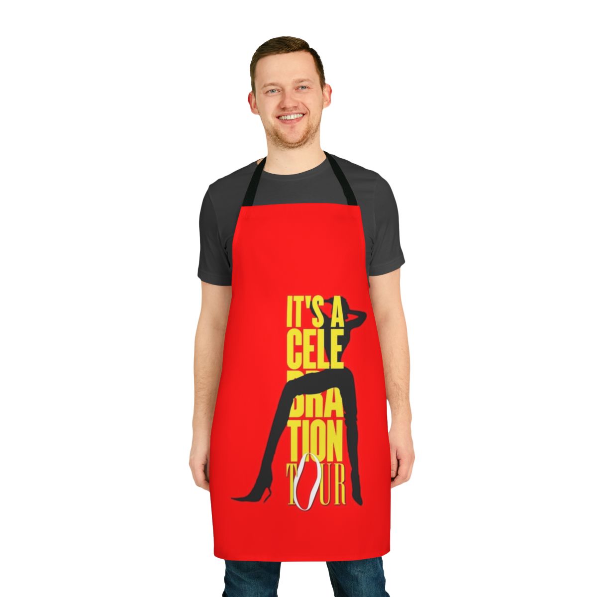 Celeb-Inspired Madonna Apron with Music and Fashion Motifs