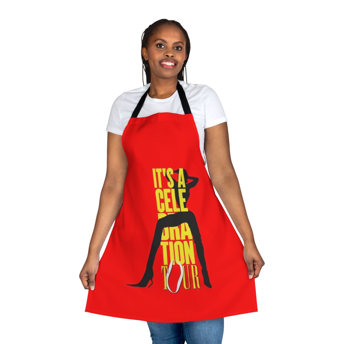 Celeb-Inspired Madonna Apron with Music and Fashion Motifs
