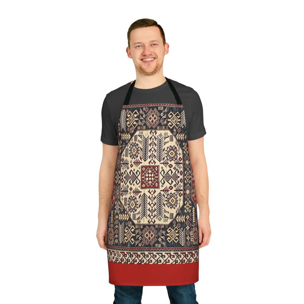 Purple Armenian forget-me-not floral pattern on a high-quality fabric apron