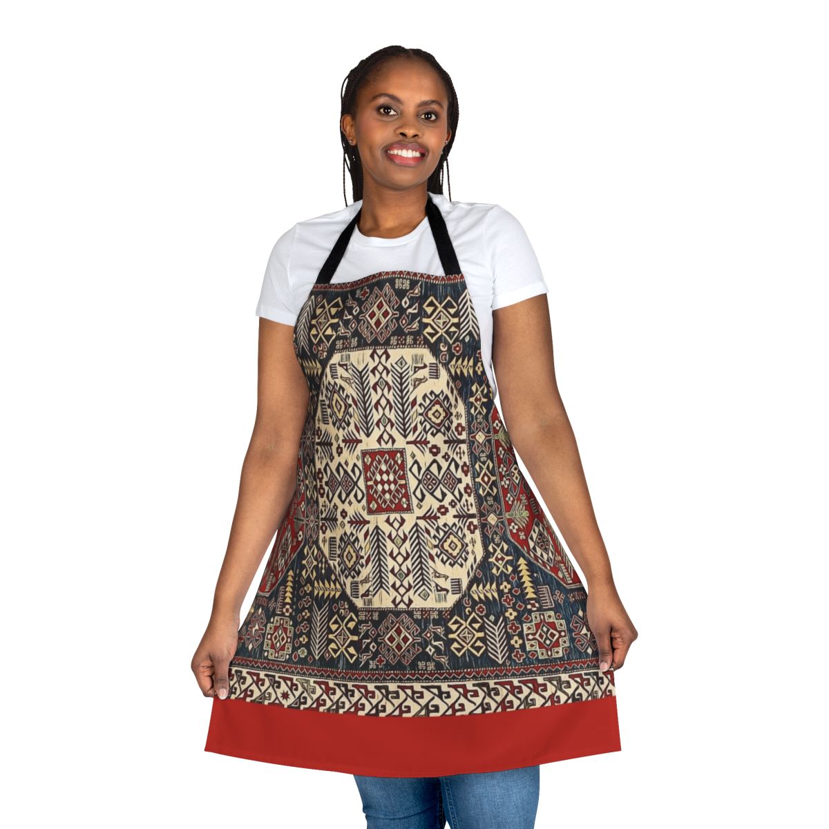 Purple Armenian forget-me-not floral pattern on a high-quality fabric apron
