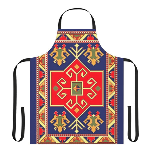 Vibrant apron featuring ancient Armenian art and cultural patterns