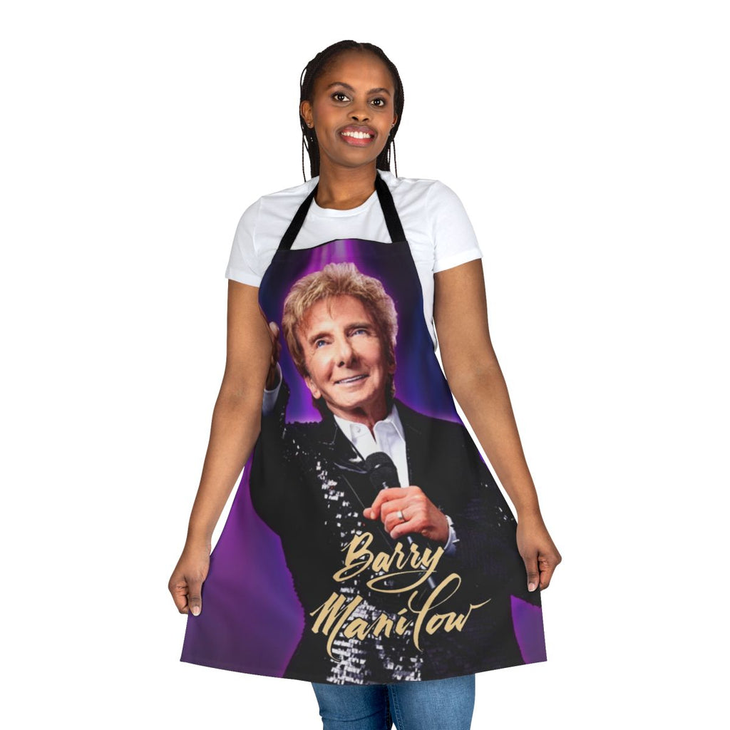 A high-quality apron featuring the hits of legendary singer-songwriter Barry Manilow.