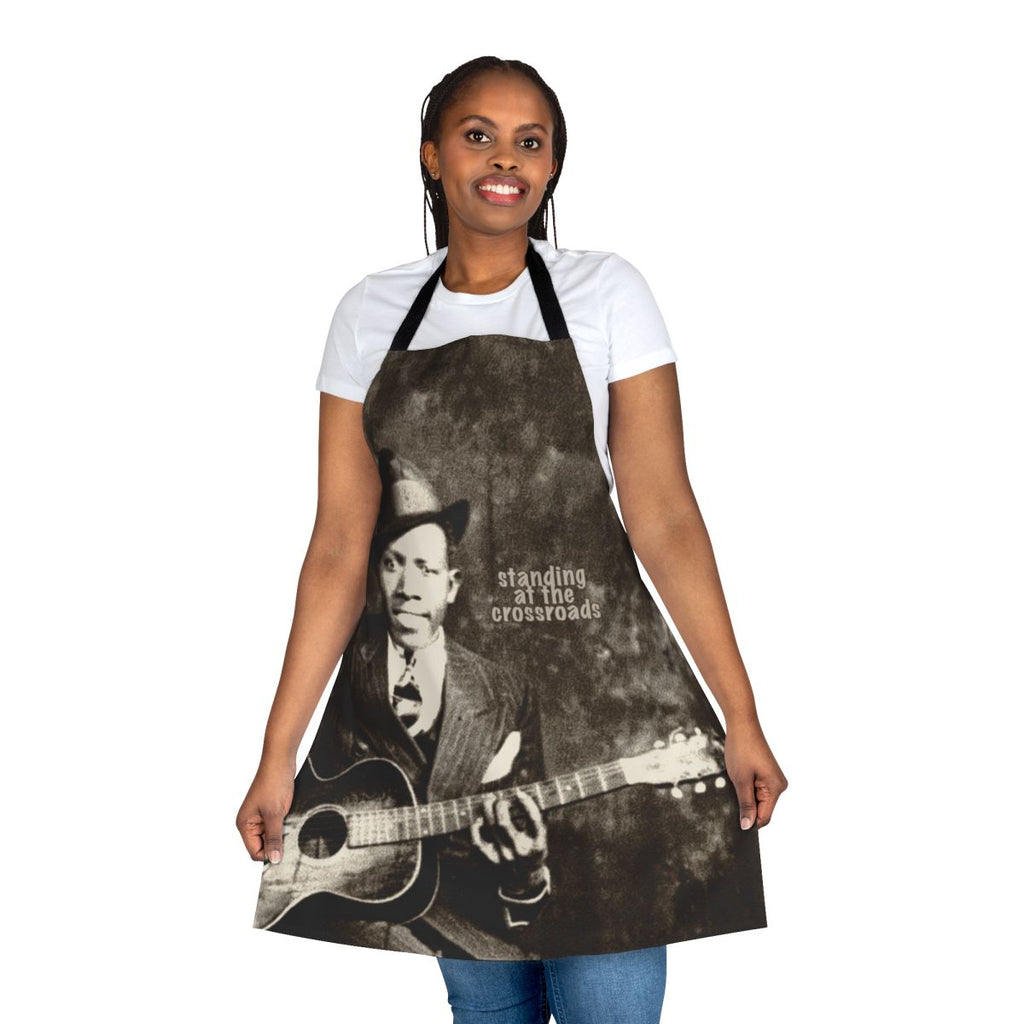Blues-inspired apron featuring blues icons and imagery