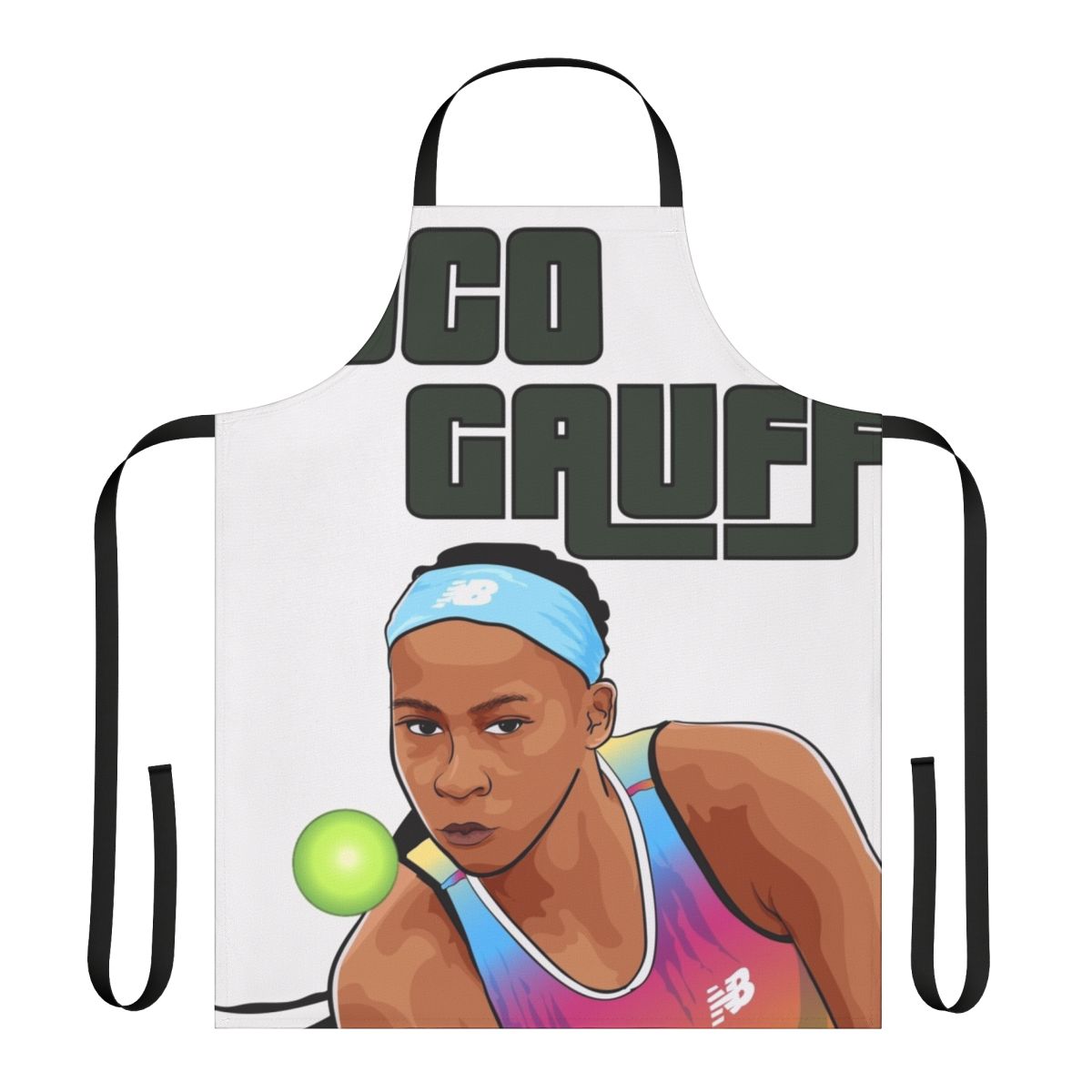 Coco Gauff-inspired apron featuring vector art of the American tennis star