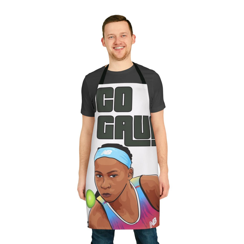Coco Gauff-inspired apron featuring vector art of the American tennis star