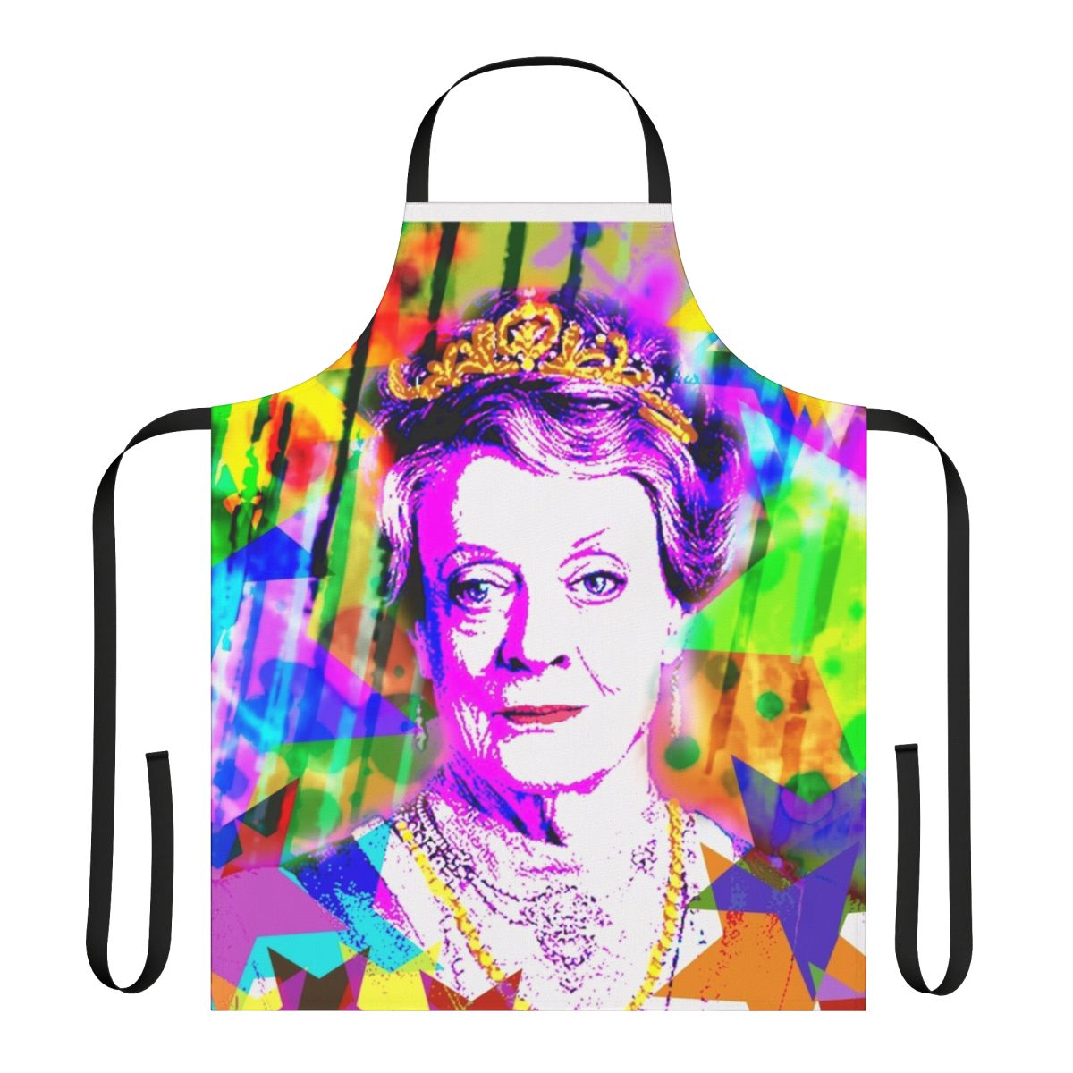 Dame Maggie Smith LGBTQ+ inspired apron with a rainbow design