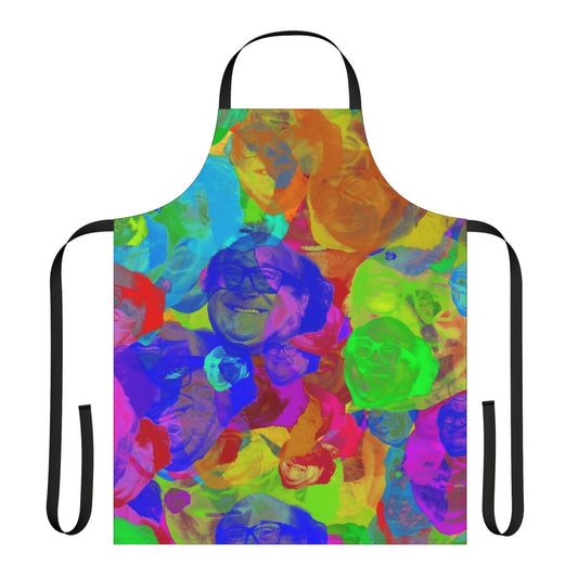 Stylized apron featuring images and text related to actor Danny DeVito and his memorable film roles