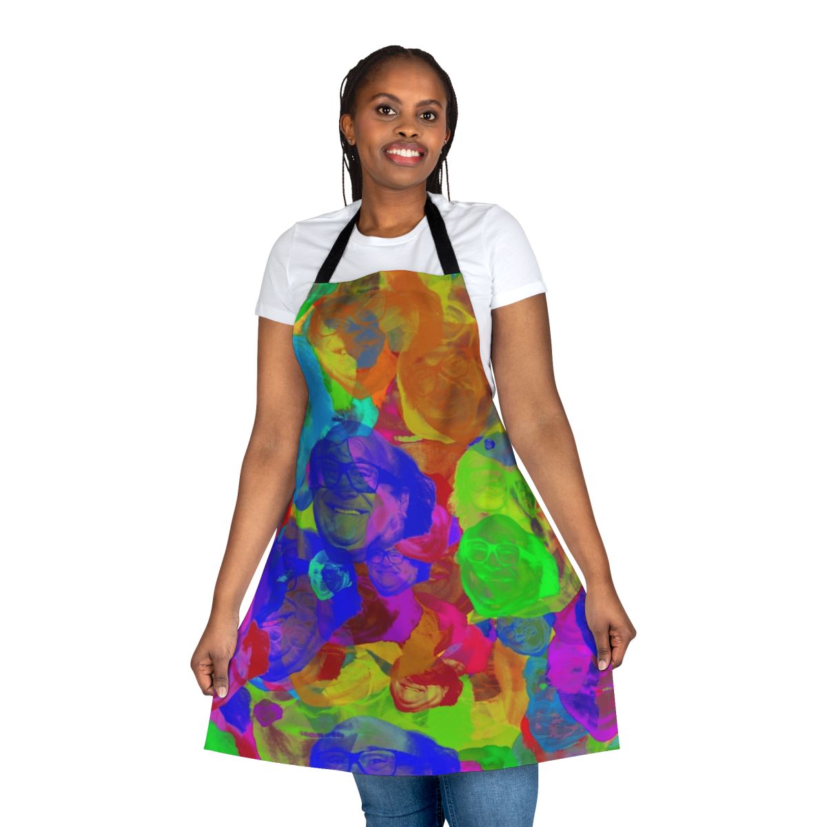 Stylized apron featuring images and text related to actor Danny DeVito and his memorable film roles