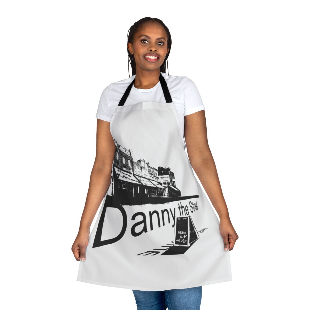 Apron featuring Danny the Street, a fictional transgender superhero from the Doom Patrol comics