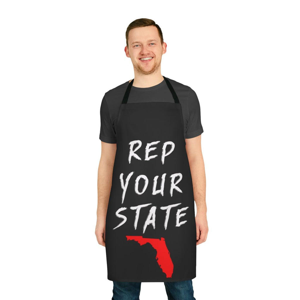 A stylish and durable apron featuring the state of Florida design