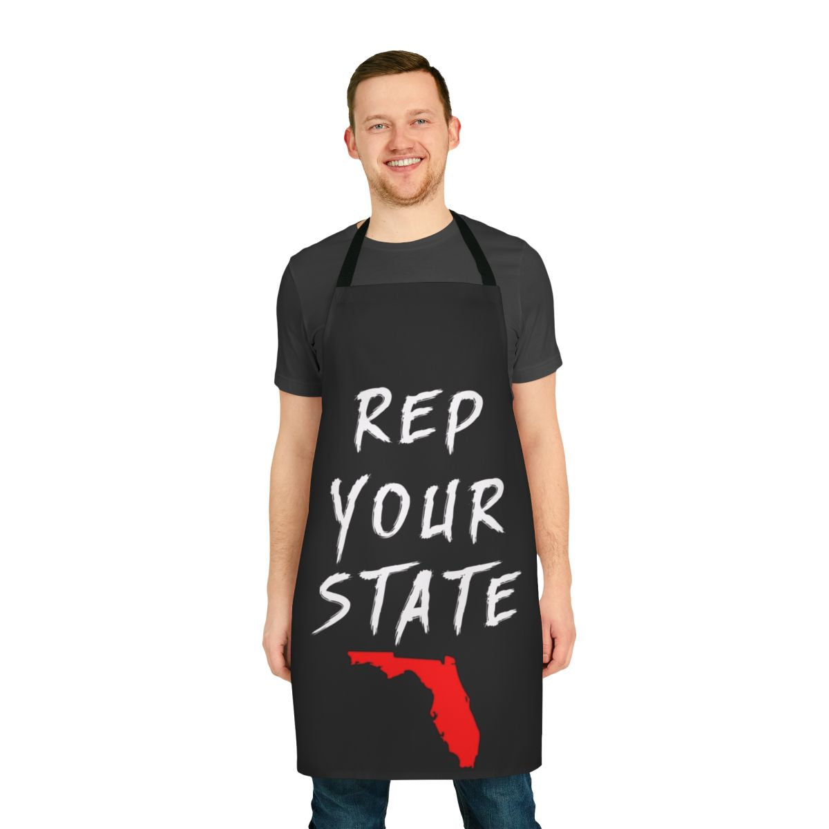 A stylish and durable apron featuring the state of Florida design