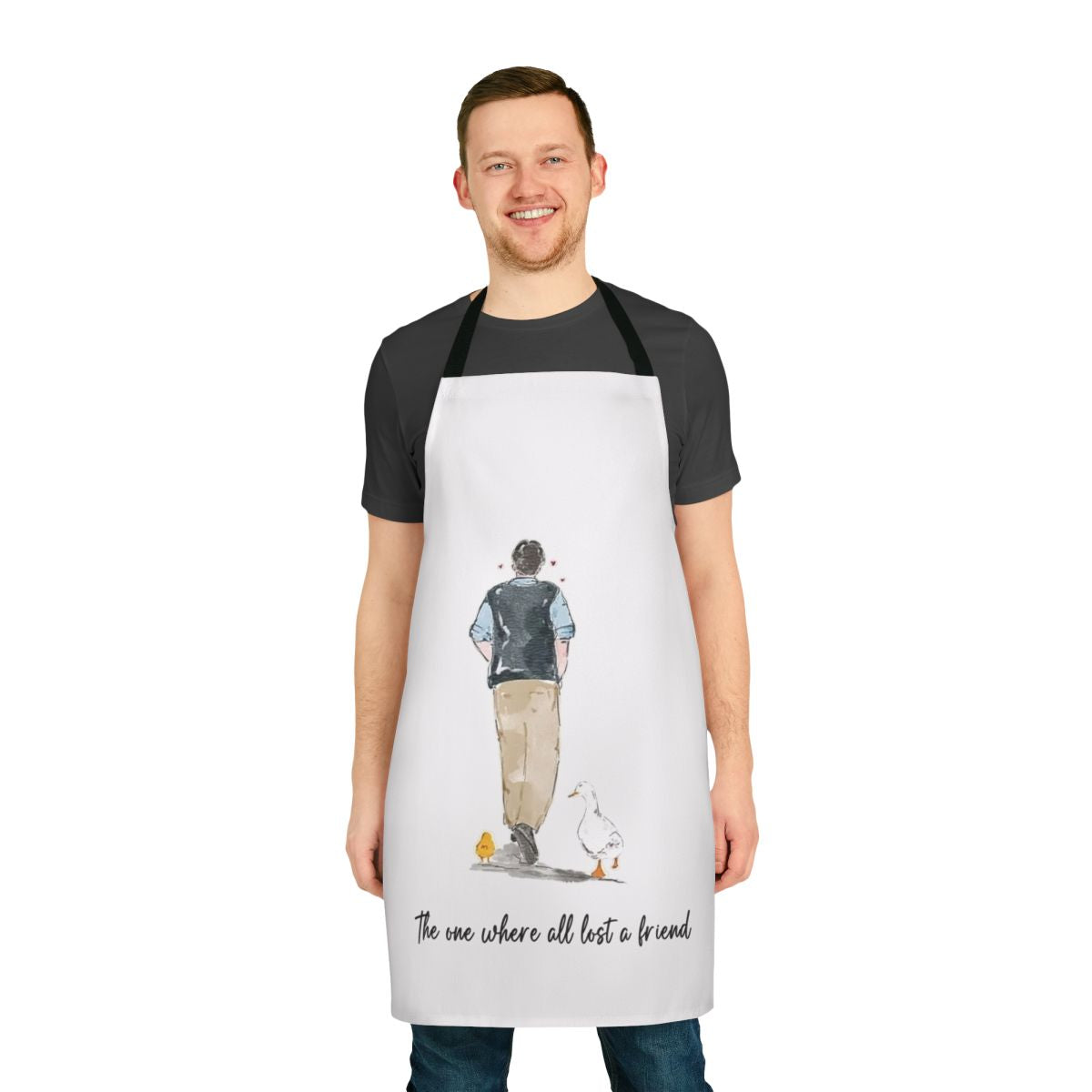 Apron featuring a custom design with Matthew Perry as Chandler Bing from the hit TV show Friends