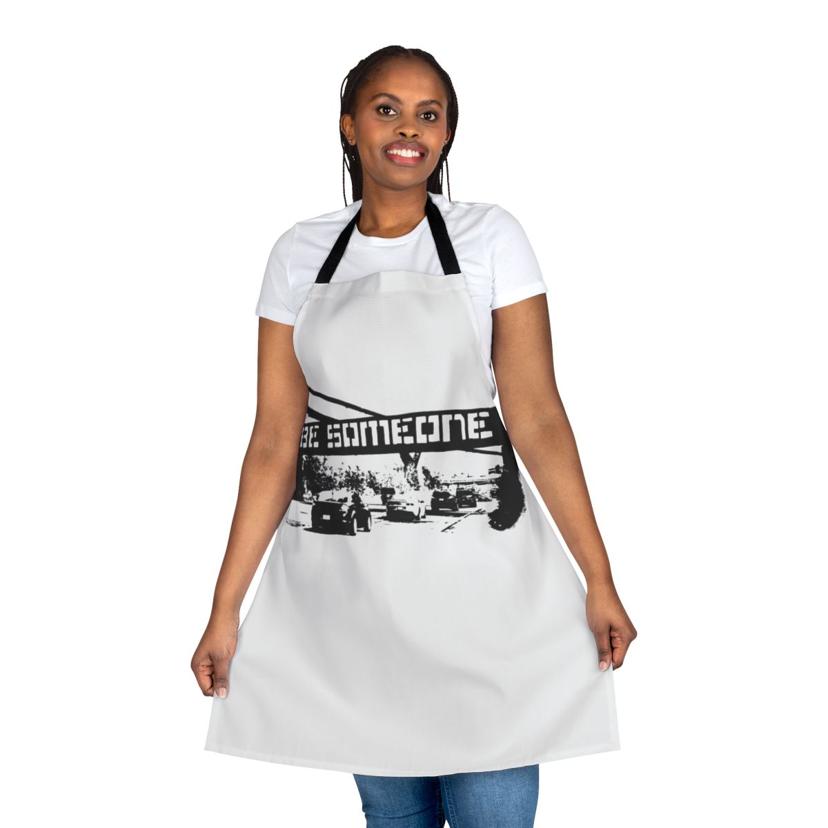 "Be Someone" inspired apron with Houston street art design