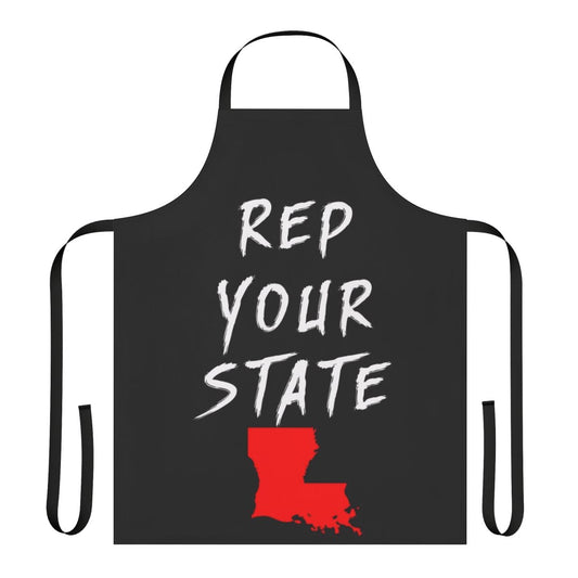 Louisiana state-themed apron in blue and white design