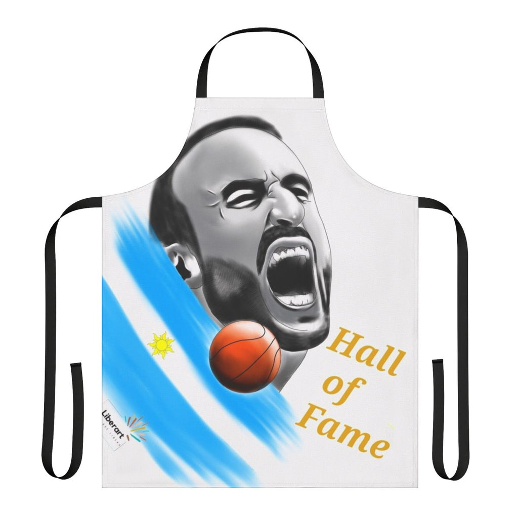Tribute to Manu Ginobili Apron, featuring the Argentinian basketball legend's image and colors