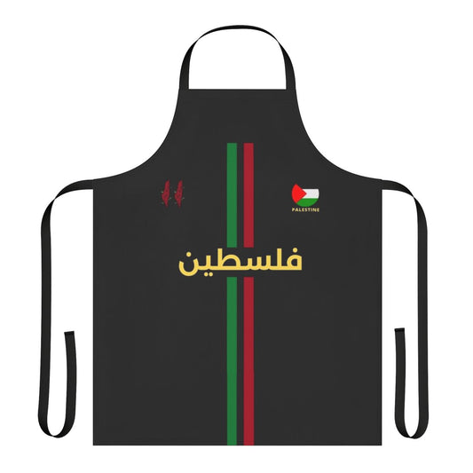 Football apron featuring Palestinian cultural elements and the phrase "Free Palestine"