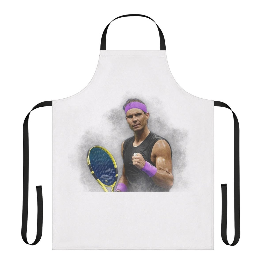 Stylish apron featuring a painting-inspired design of tennis superstar Rafael Nadal
