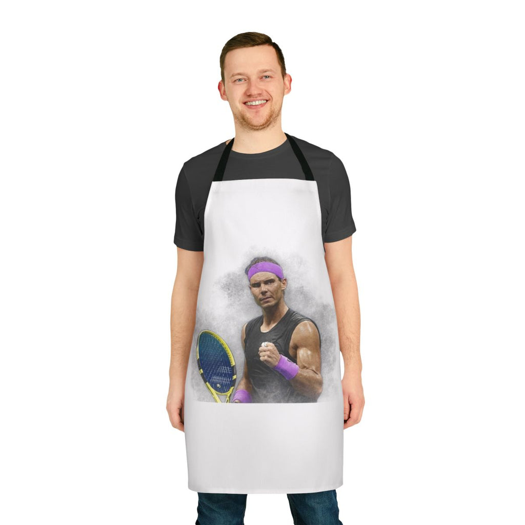 Stylish apron featuring a painting-inspired design of tennis superstar Rafael Nadal