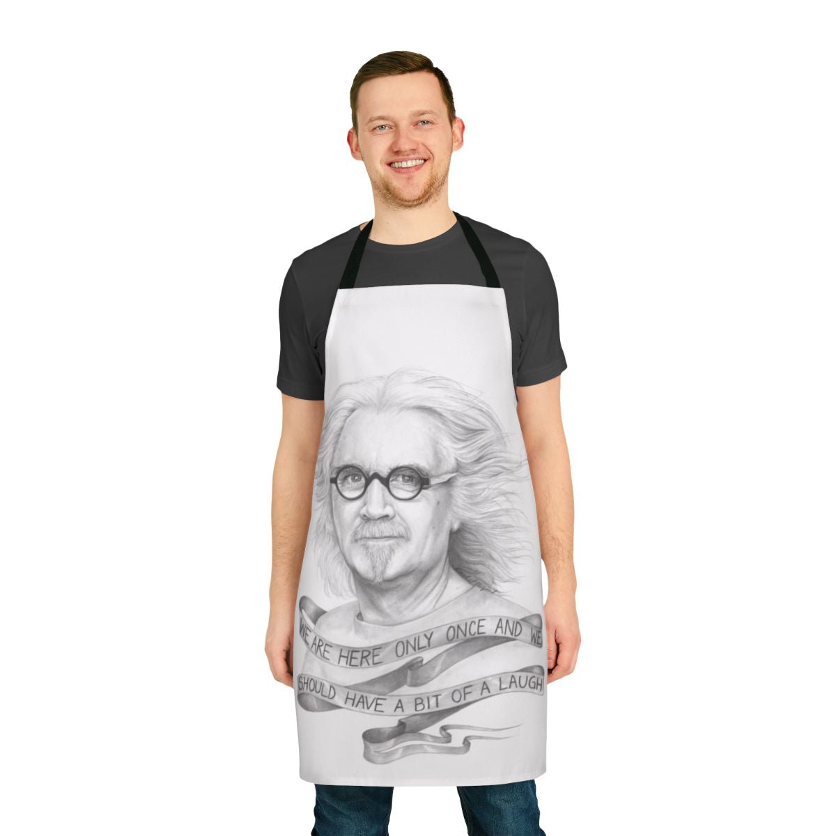 The Big Yin Apron featuring a design inspired by Scottish comedian Billy Connolly