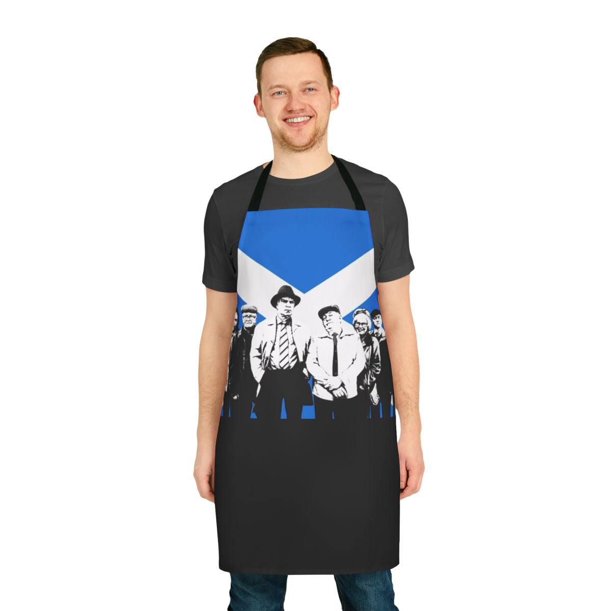 Craiglang-inspired apron featuring the Scottish flag and tartan design