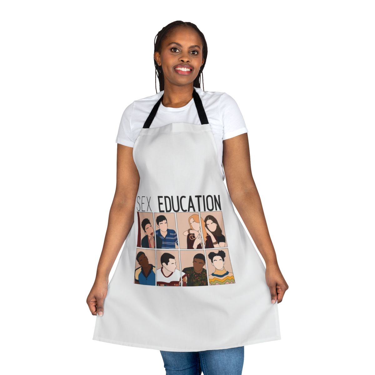 Sex Education fan apron featuring Maeve Wiley and Otis Milburn