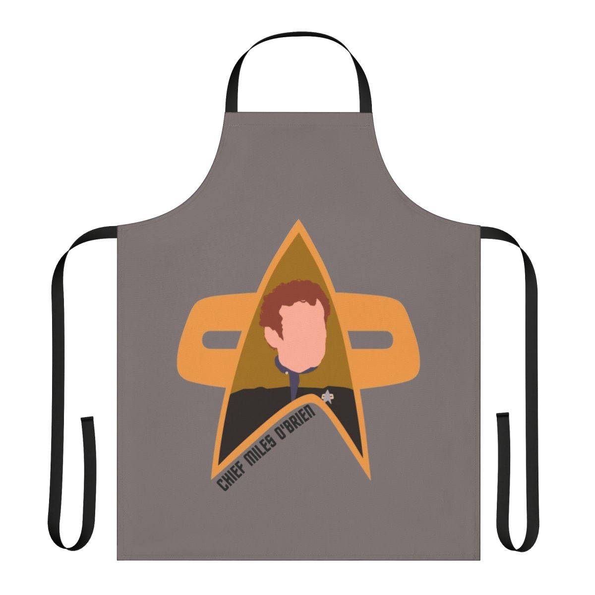 Chief Miles O'Brien from Star Trek: Deep Space Nine wearing an apron