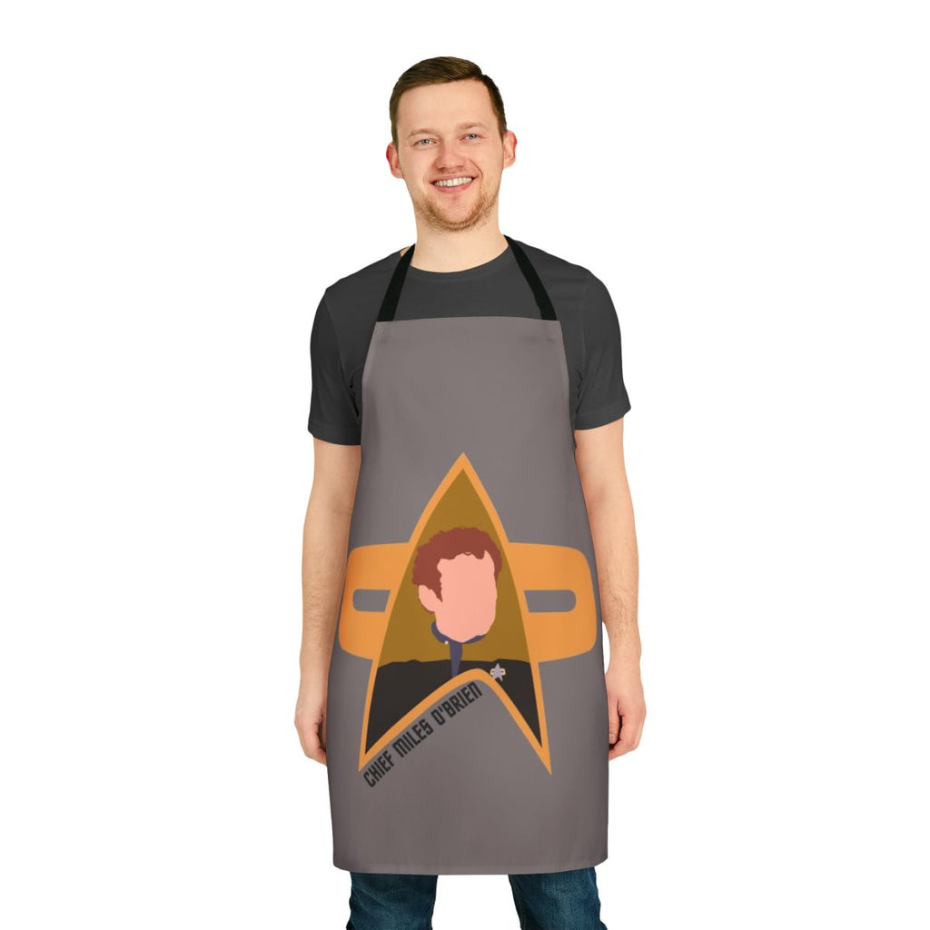 Chief Miles O'Brien from Star Trek: Deep Space Nine wearing an apron